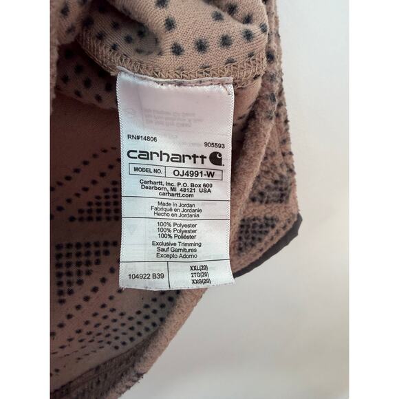Women's Carhartt Warm Taupe Geometric Print Fleece Pullover - Relaxed Fit - XXL - Picture 6 of 8